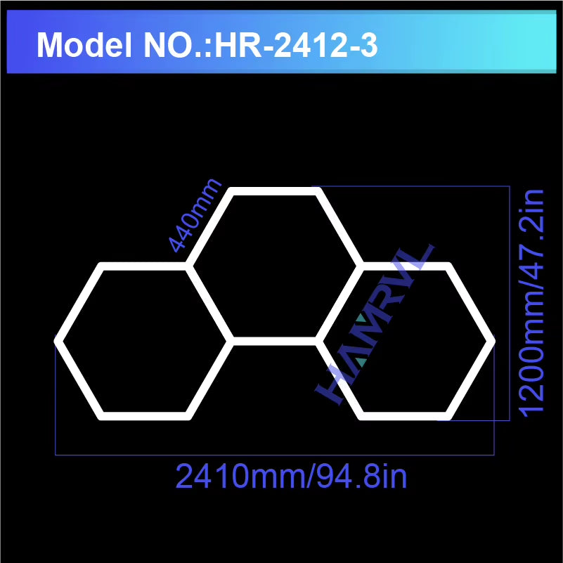 Hexagon LED Ceiling Lighting for Garage, Barbecue Shops, Barbershops, Gyms, Car Detailing Showrooms, and Workshops