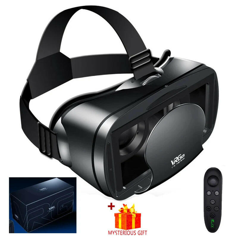 Virtual Reality 3D VR Headset Smart Glasses Helmet for Smartphones Cell Phone Mobile 7 Inches Lenses Binoculars with Controllers.