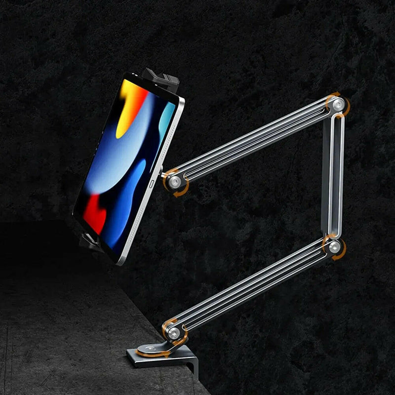 Adjustable Aluminum Tablet and Mobile Phone Stand for 4-12.9 Inch Devices, Compatible with iPad Pro, Mini, and Xiaomi Tab.