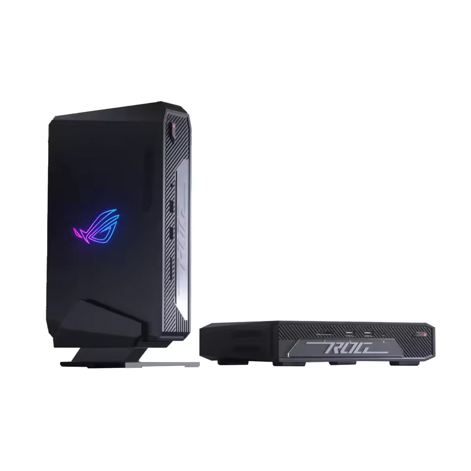 ASUS ROG NUC Ultra Gaming Mini PC with Intel Core i7/i9, RTX 4060/4070, Wi-Fi 6E, and Bluetooth 5.3.