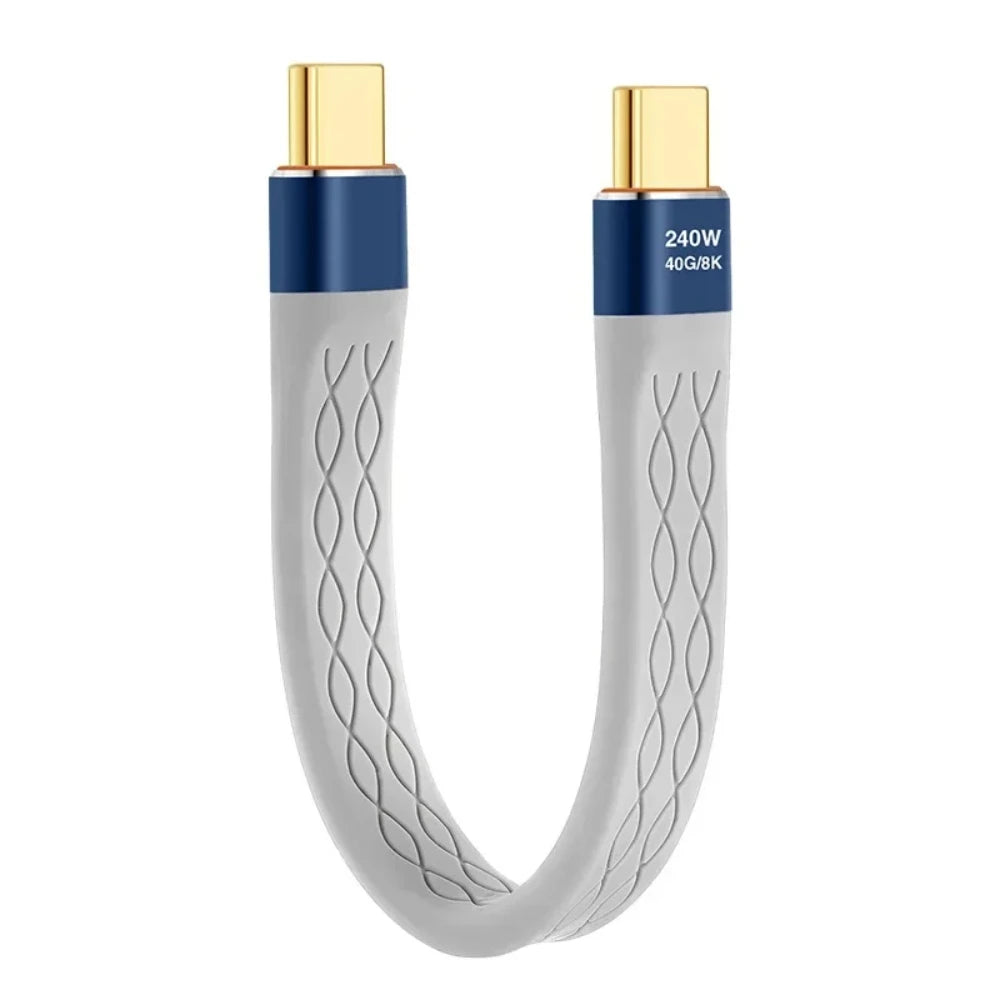240W 40GB Short USB-C to USB-C Fast Charging Cable with 40Gbps Data Transfer and 8K Video Support.