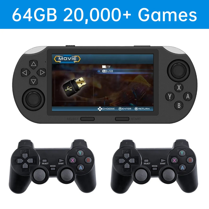 SF3000 Portable Handheld Game Console with 4.5-Inch IPS Screen and Over 20,000 Built-In Retro Games for PS1, GBA, SFC, and MAME.