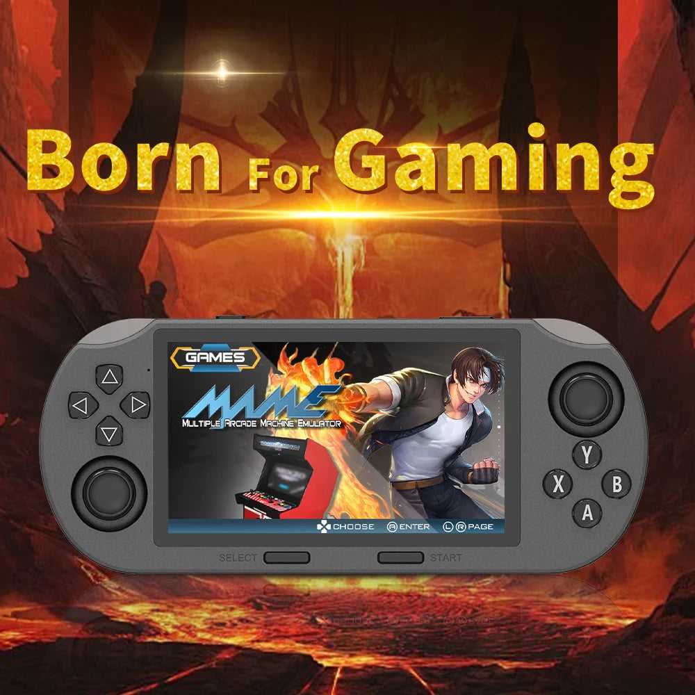 SF3000 Portable Handheld Game Console with 4.5-Inch IPS Screen and Over 20,000 Built-In Retro Games for PS1, GBA, SFC, and MAME.