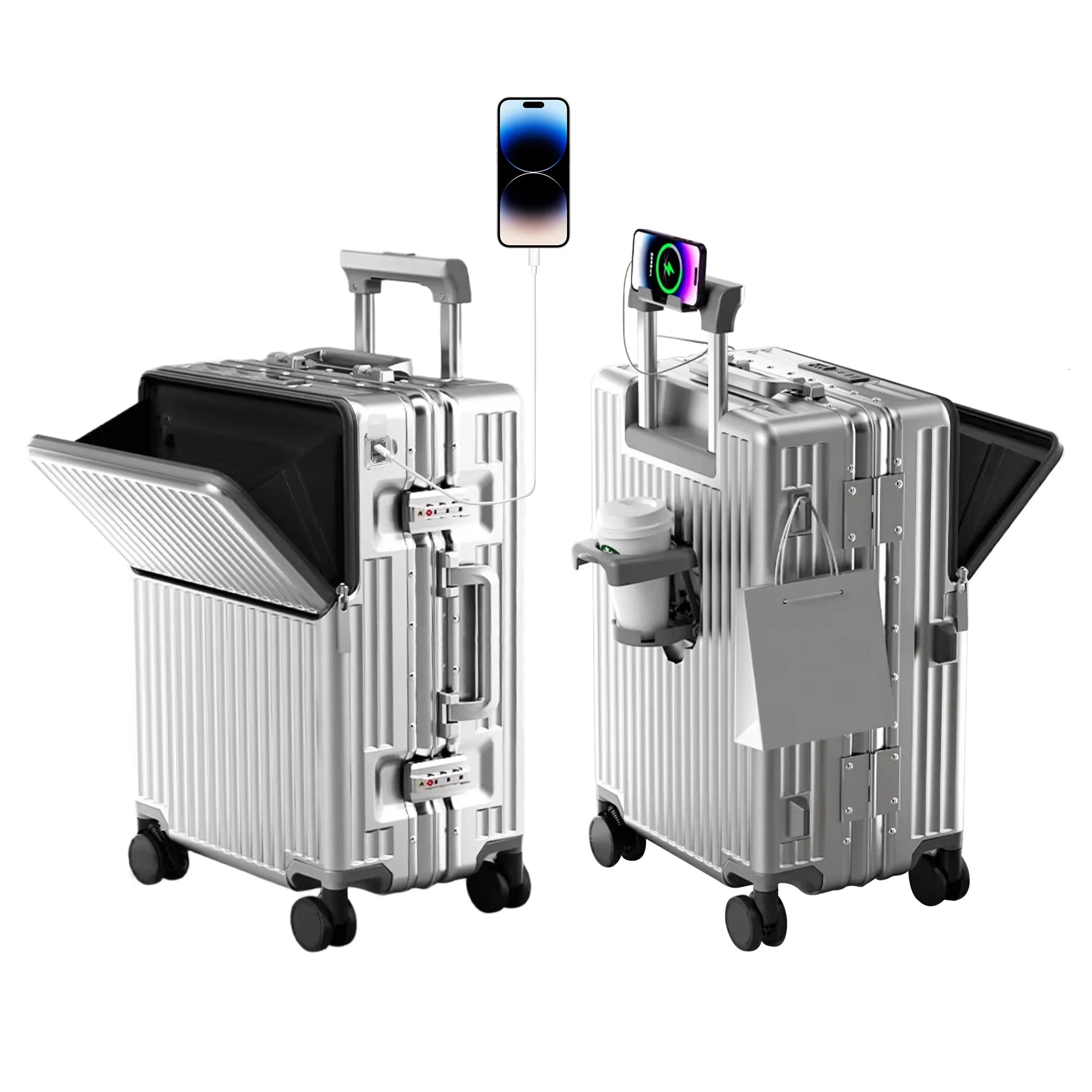 AIWEINY Aluminum Frame Hard Shell Suitcase with TSA Lock and 360° Silent Swivel Wheels.