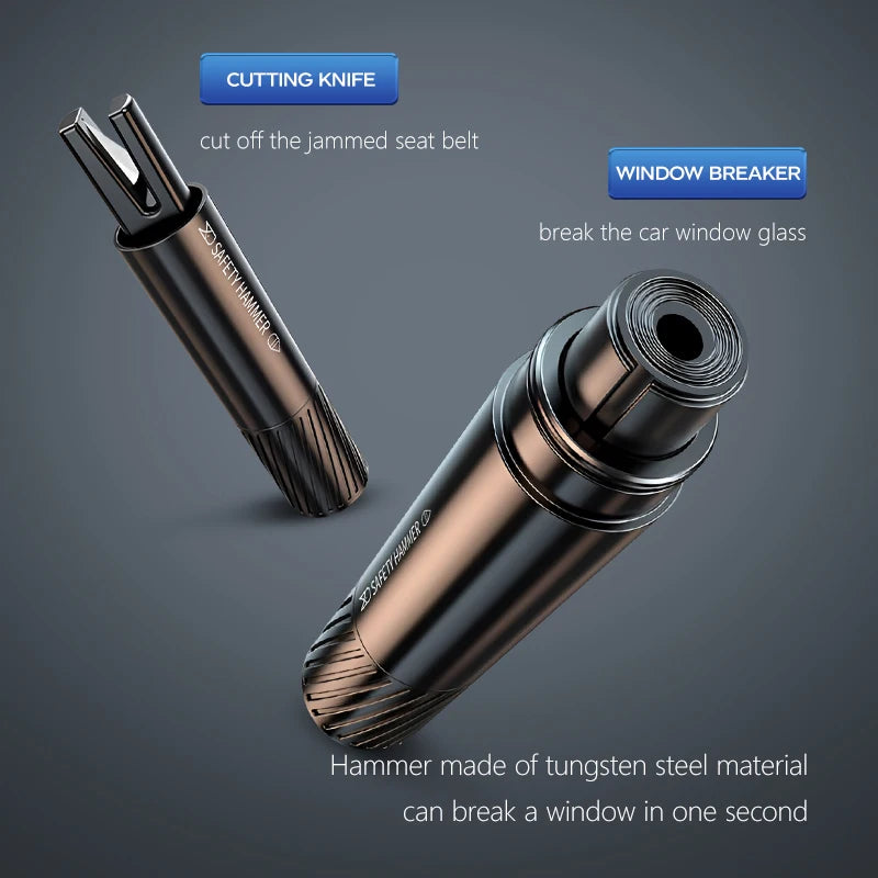 Emergency Rescue Tool: Essential 2-in-1 Car Glass Breaker and Seatbelt Cutter with Durable Tungsten Steel Hammer.