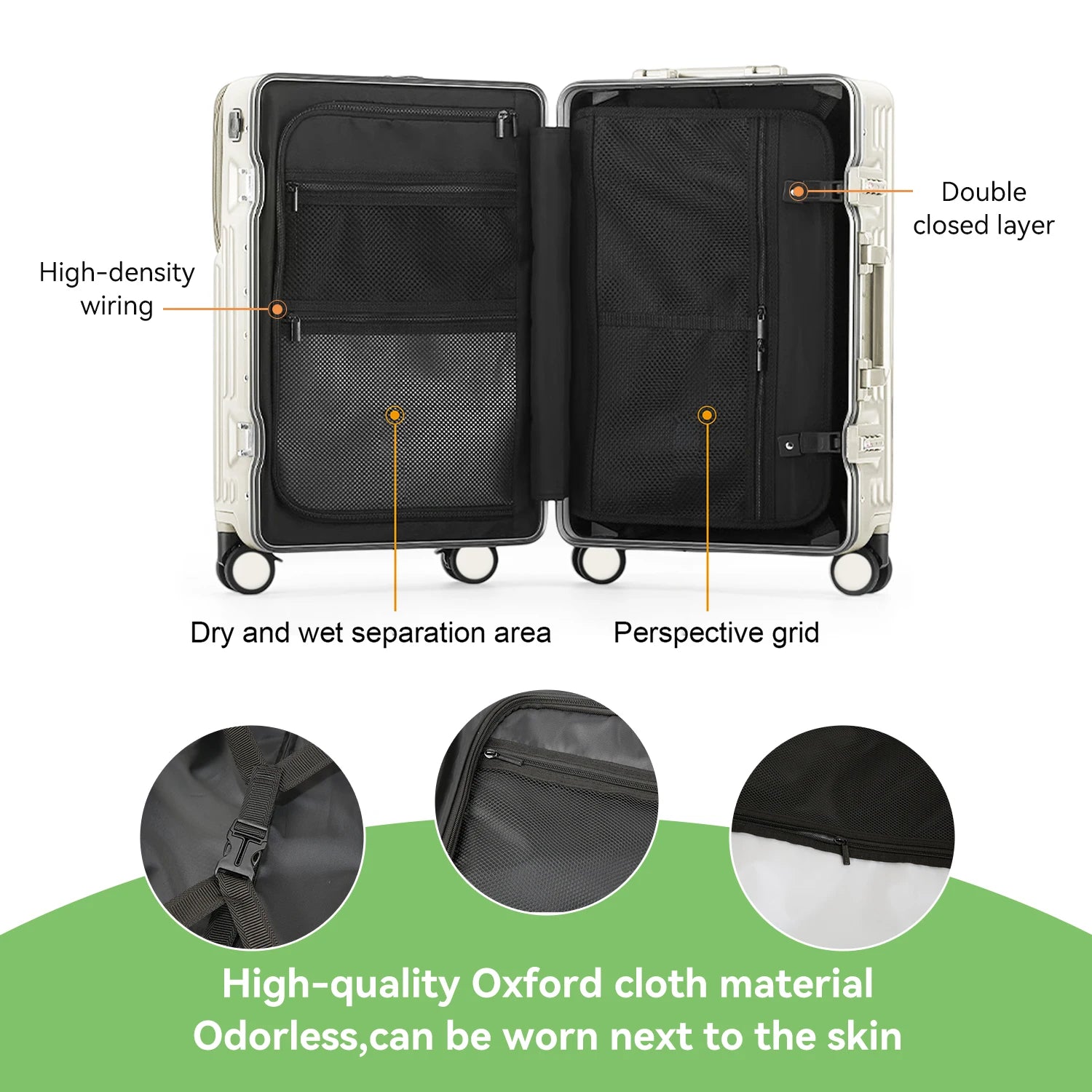 AIWEINY Aluminum Frame Hard Shell Suitcase with TSA Lock and 360° Silent Swivel Wheels.