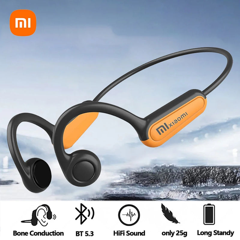 Mijia Bone Conduction Bluetooth 5.3 Sports Earphones - Waterproof Wireless Headset with Ear Hook for Running and Driving.