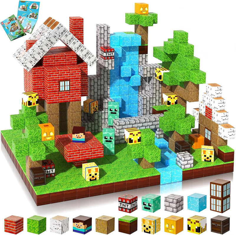 JIMITU Magnetic Building Blocks Mine World Forest House Set