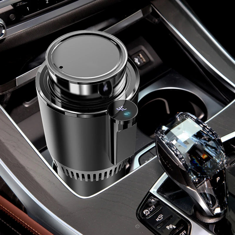 12V Dual Function Car Beverage Holder with Digital Display - Heating and Cooling Electric Cup for Fast Temperature Control.