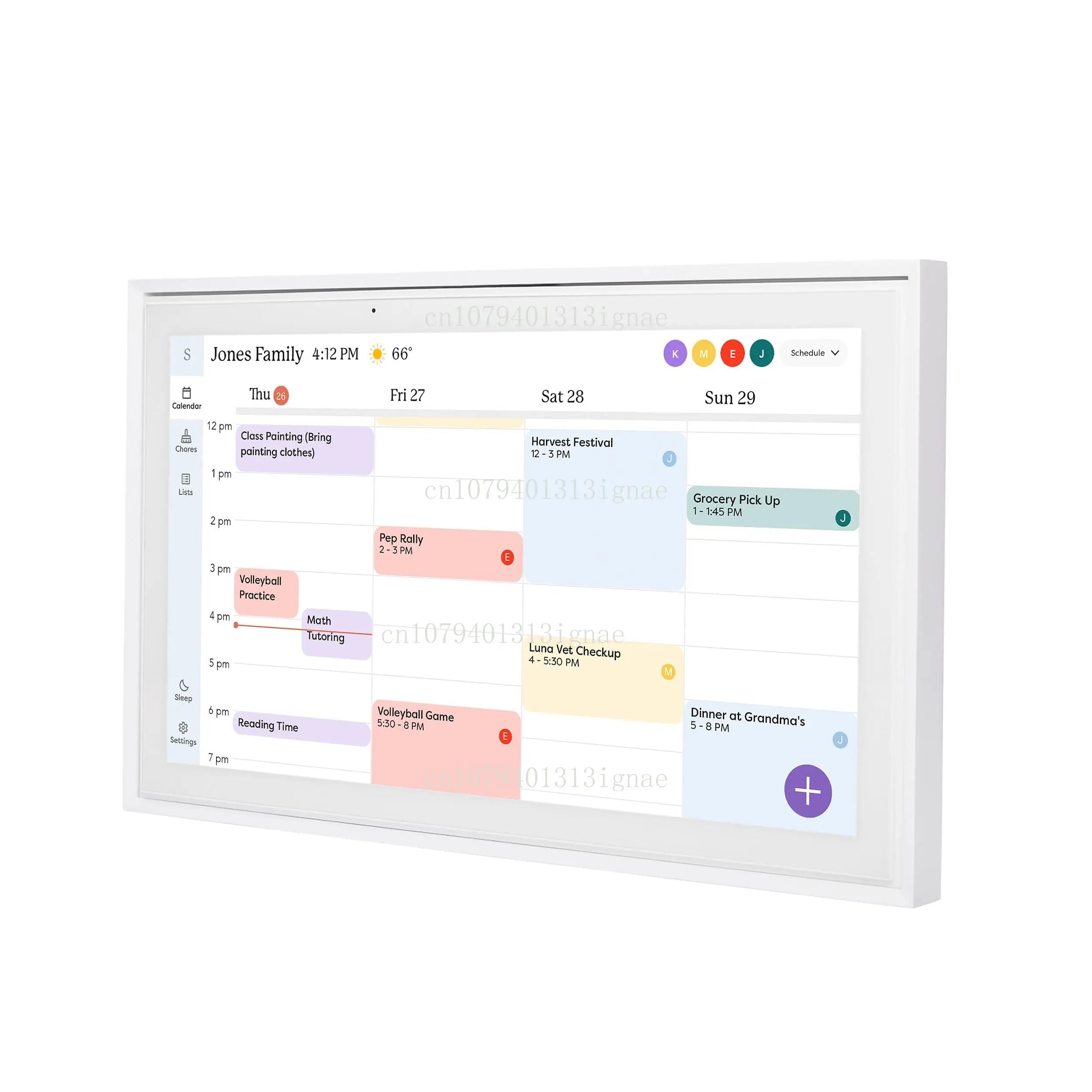 Customizable White Android Digital Calendar and Chore Chart.