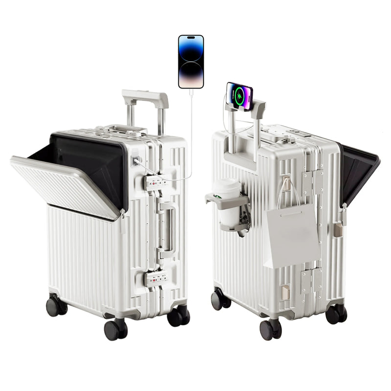 AIWEINY Aluminum Frame Hard Shell Suitcase with TSA Lock and 360° Silent Swivel Wheels.