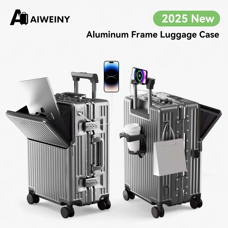 AIWEINY Aluminum Frame Hard Shell Suitcase with TSA Lock and 360° Silent Swivel Wheels.