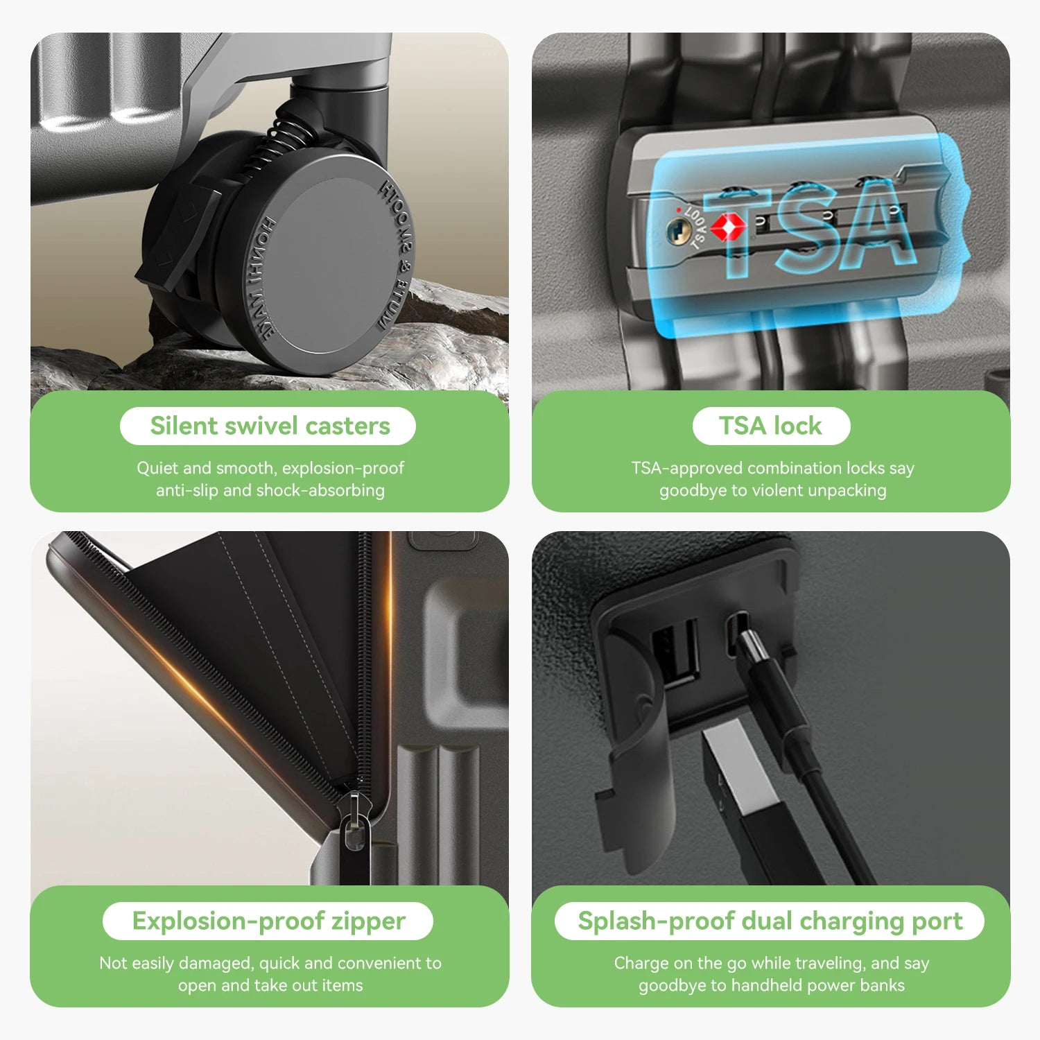 AIWEINY Aluminum Frame Hard Shell Suitcase with TSA Lock and 360° Silent Swivel Wheels.