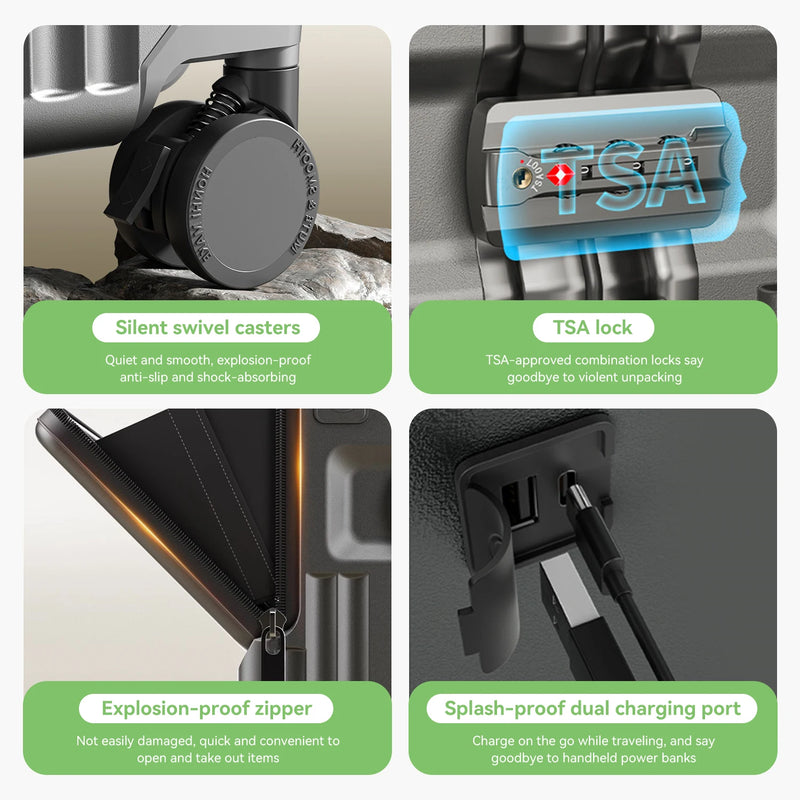 AIWEINY Aluminum Frame Hard Shell Suitcase with TSA Lock and 360° Silent Swivel Wheels.