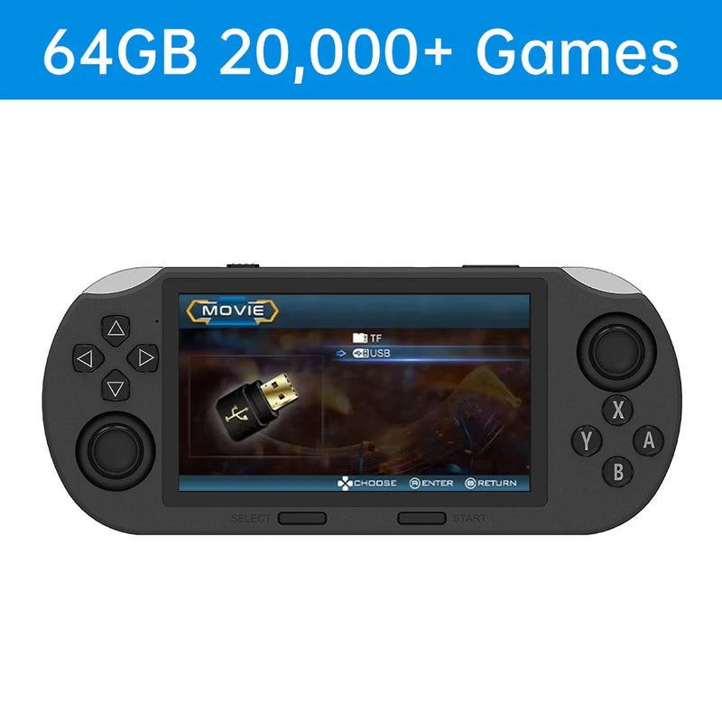 SF3000 Portable Handheld Game Console with 4.5-Inch IPS Screen and Over 20,000 Built-In Retro Games for PS1, GBA, SFC, and MAME.