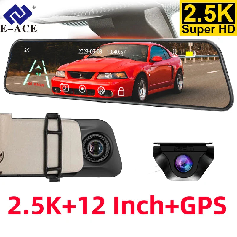12-Inch Touch Screen Dash Cam and Rearview Camera System