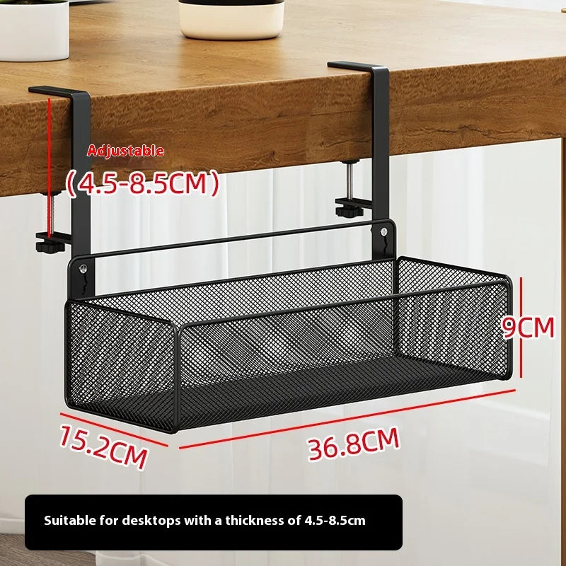 Adjustable Under-Desk Cable Management Tray with Clamp Mount for Professional and Home Environments.