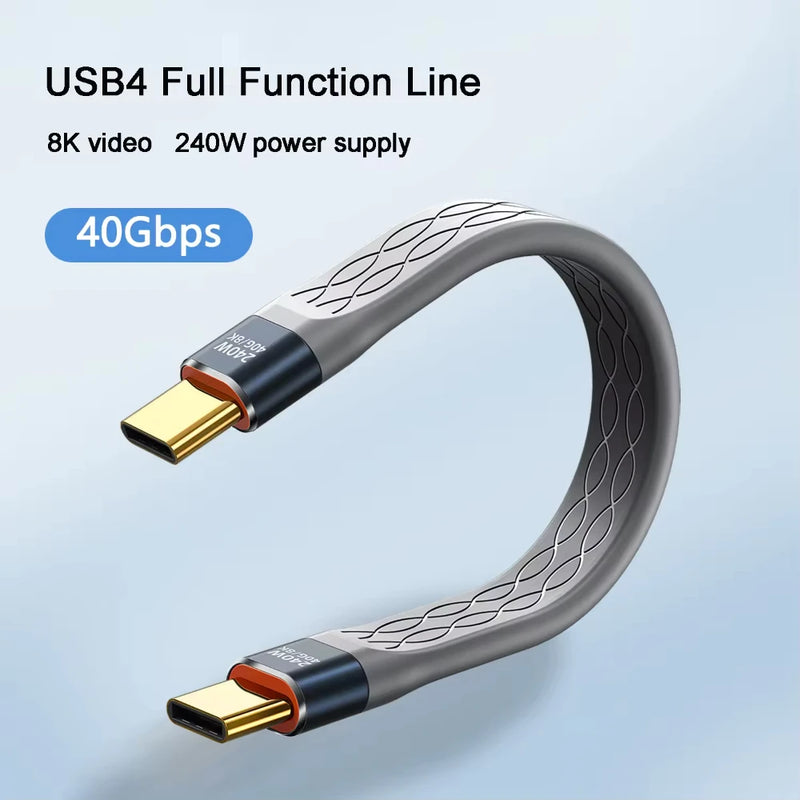240W 40GB Short USB-C to USB-C Fast Charging Cable with 40Gbps Data Transfer and 8K Video Support.