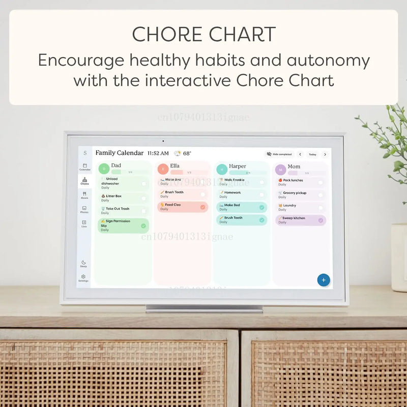 Customizable White Android Digital Calendar and Chore Chart.