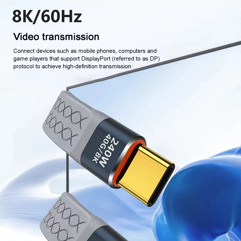 240W 40GB Short USB-C to USB-C Fast Charging Cable with 40Gbps Data Transfer and 8K Video Support.