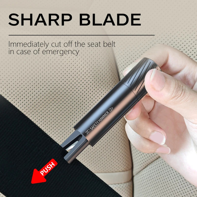 Emergency Rescue Tool: Essential 2-in-1 Car Glass Breaker and Seatbelt Cutter with Durable Tungsten Steel Hammer.