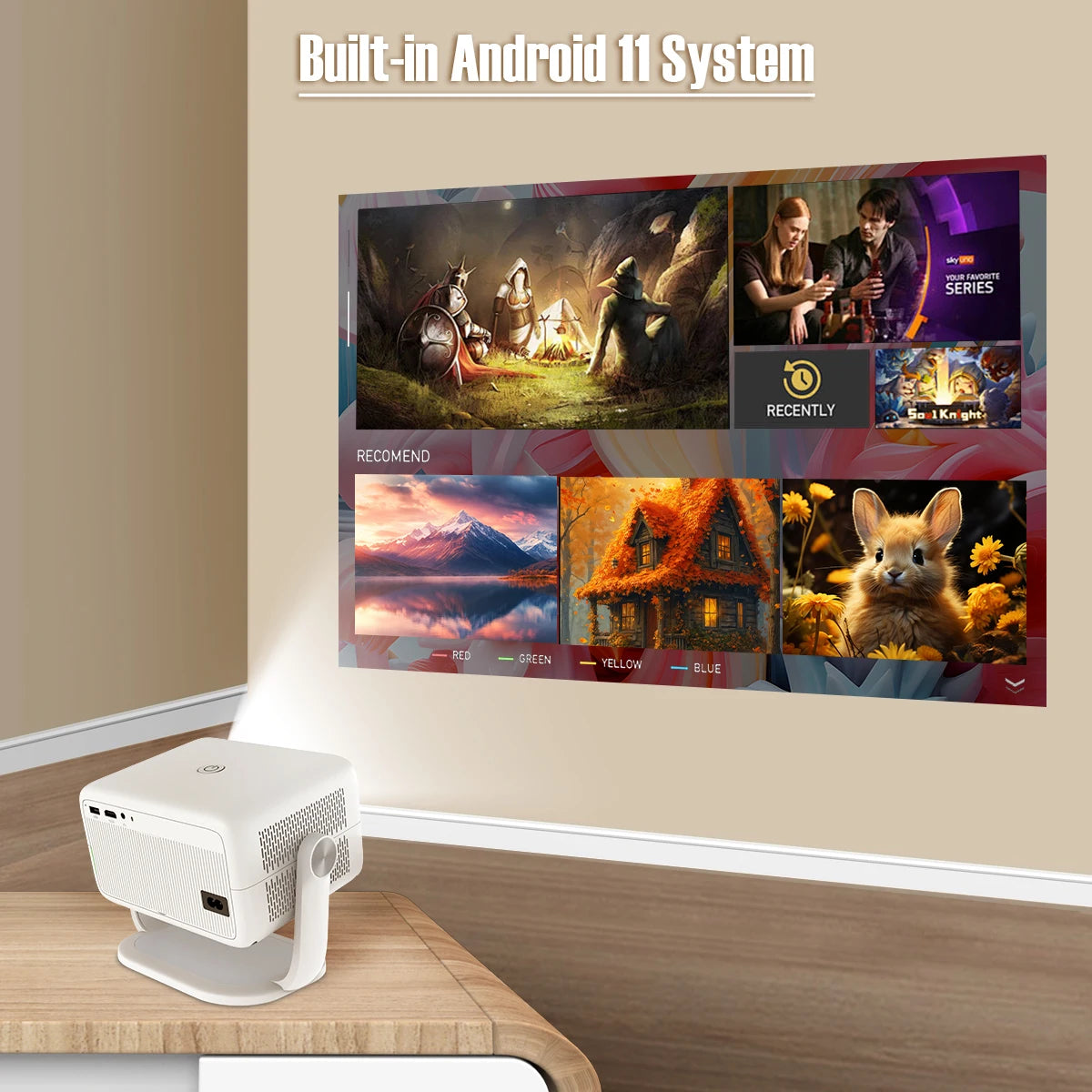 Magcubic 4K Android 11 Projector L018 - Exceptional 1080P Clarity, 650 ANSI Lumens Brightness, Auto Keystone Correction, 360° Rotation, WiFi 6 & Bluetooth 5.2 for Ultimate Portable Entertainment.