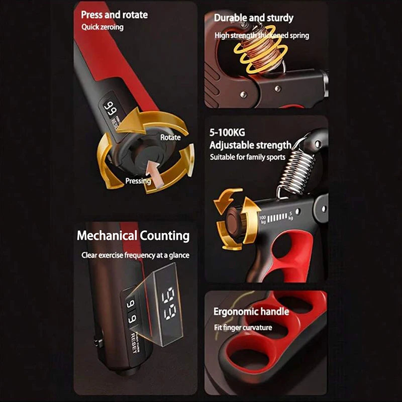 Premium Adjustable Grip Strengthener for Hand and Wrist - Enhance Muscle Recovery with 5-150Kg Resistance Levels.