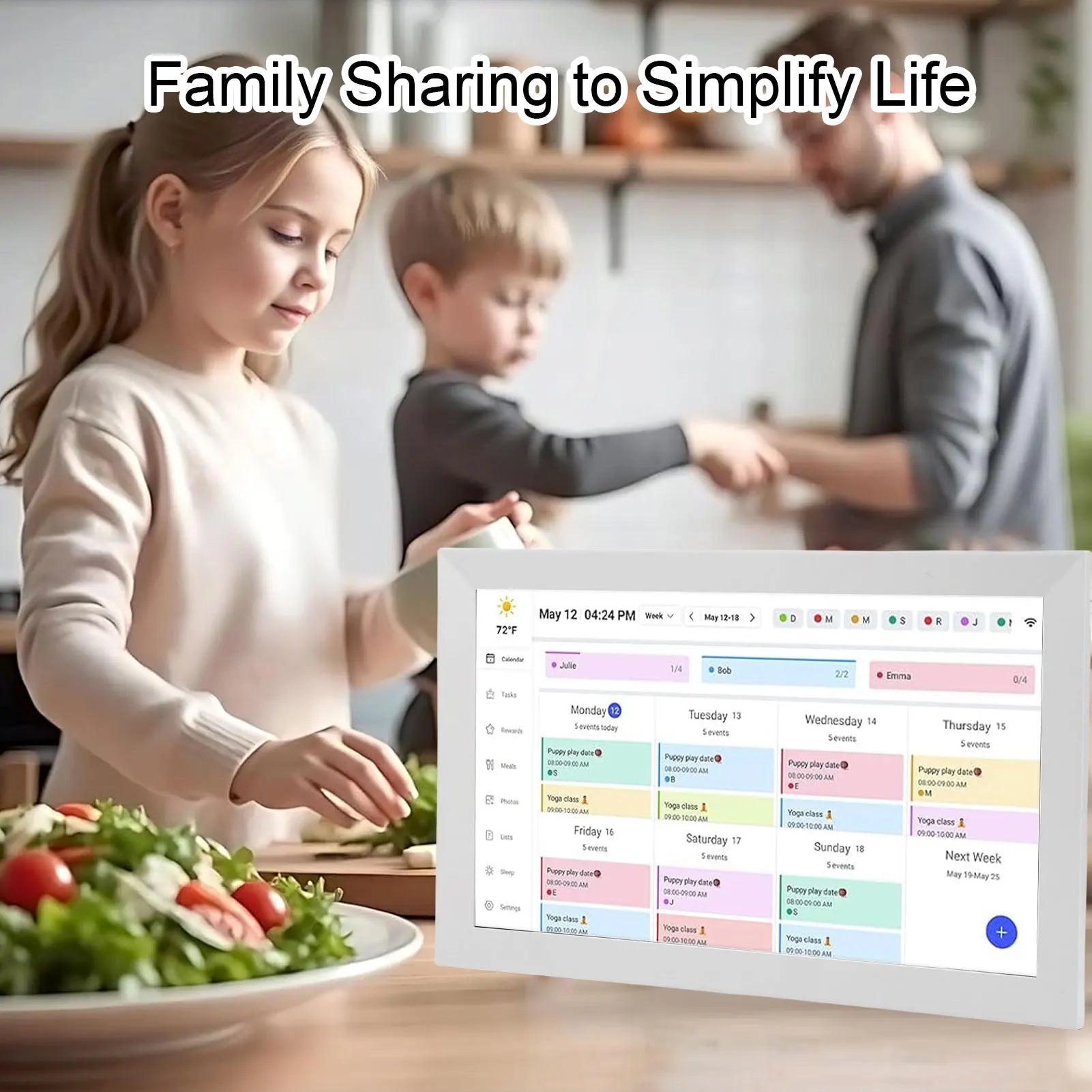 15.6-Inch Touchscreen Wi-Fi Smart Digital Calendar and Interactive Display with App for Family Planning and Photo Sharing