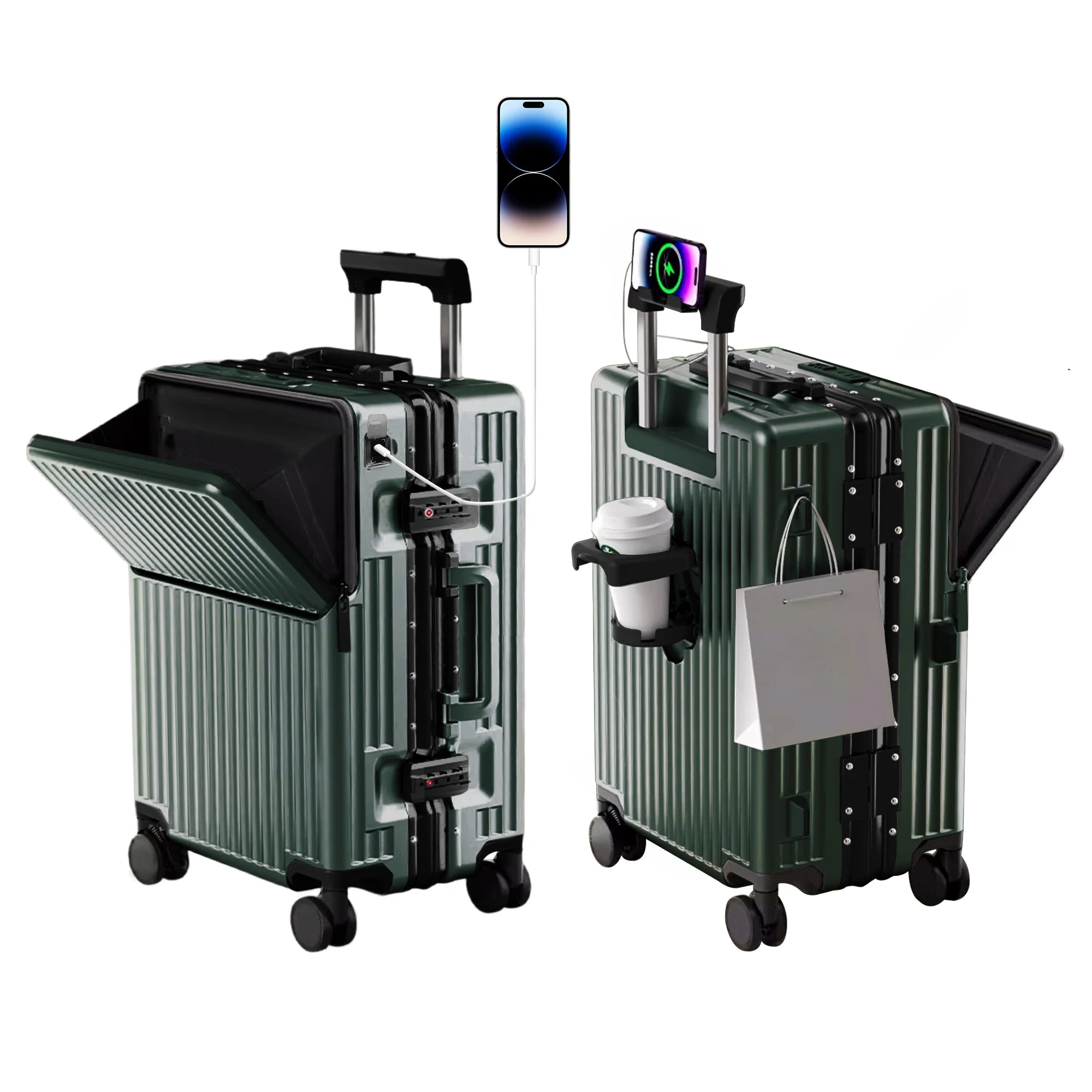 AIWEINY Aluminum Frame Hard Shell Suitcase with TSA Lock and 360° Silent Swivel Wheels.