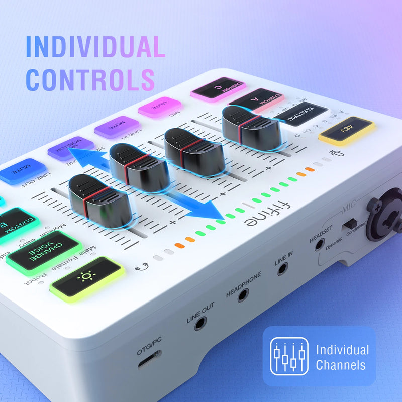 FIFINE SC3W Gaming USB Mixer with 4-Channel