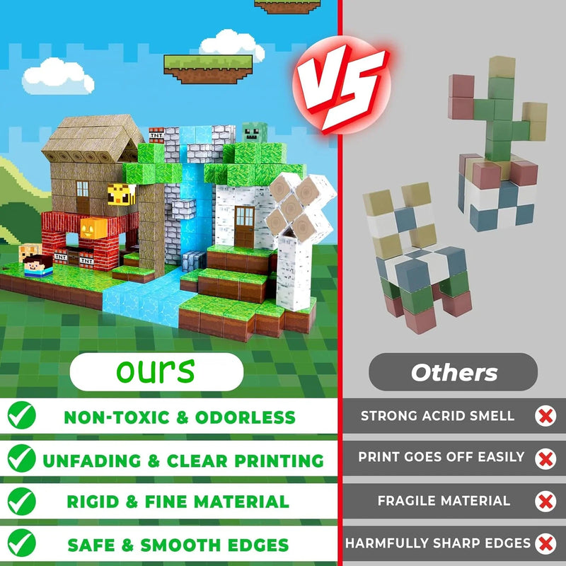 JIMITU Magnetic Building Blocks Mine World Forest House Set