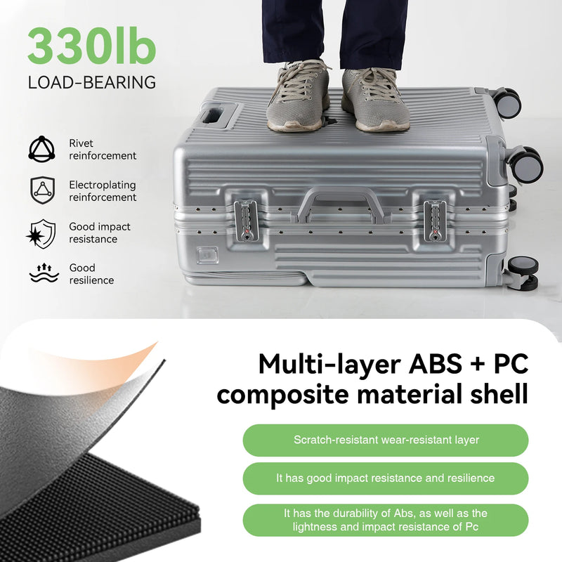 AIWEINY Aluminum Frame Hard Shell Suitcase with TSA Lock and 360° Silent Swivel Wheels.