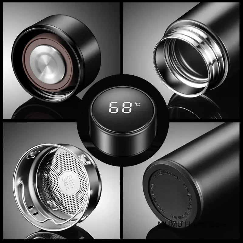 500ML Smart Temperature Control Thermos Bottle - Insulated Sports Water Cup for Car, Maintains Hot and Cold Beverages, Vacuum Flask