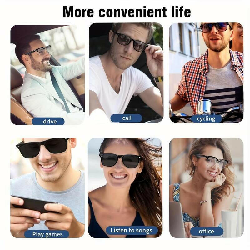 SENBONO Smart Glasses, Wireless Earphone Stereo Dual Speaker Touch Sunglasses, Outdoor Sport Calling Music Smart Bluetooth-Compatible Glasses with Accessories, Gifts for Boyfriend. More convenient life