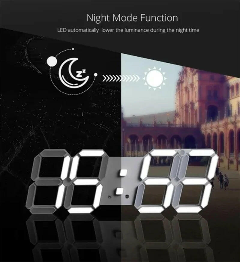 3D LED Digital Wall Clock with Date, Time, and Celsius Display - Alarm Clock and Nightlight for Home and Living Room Décor.