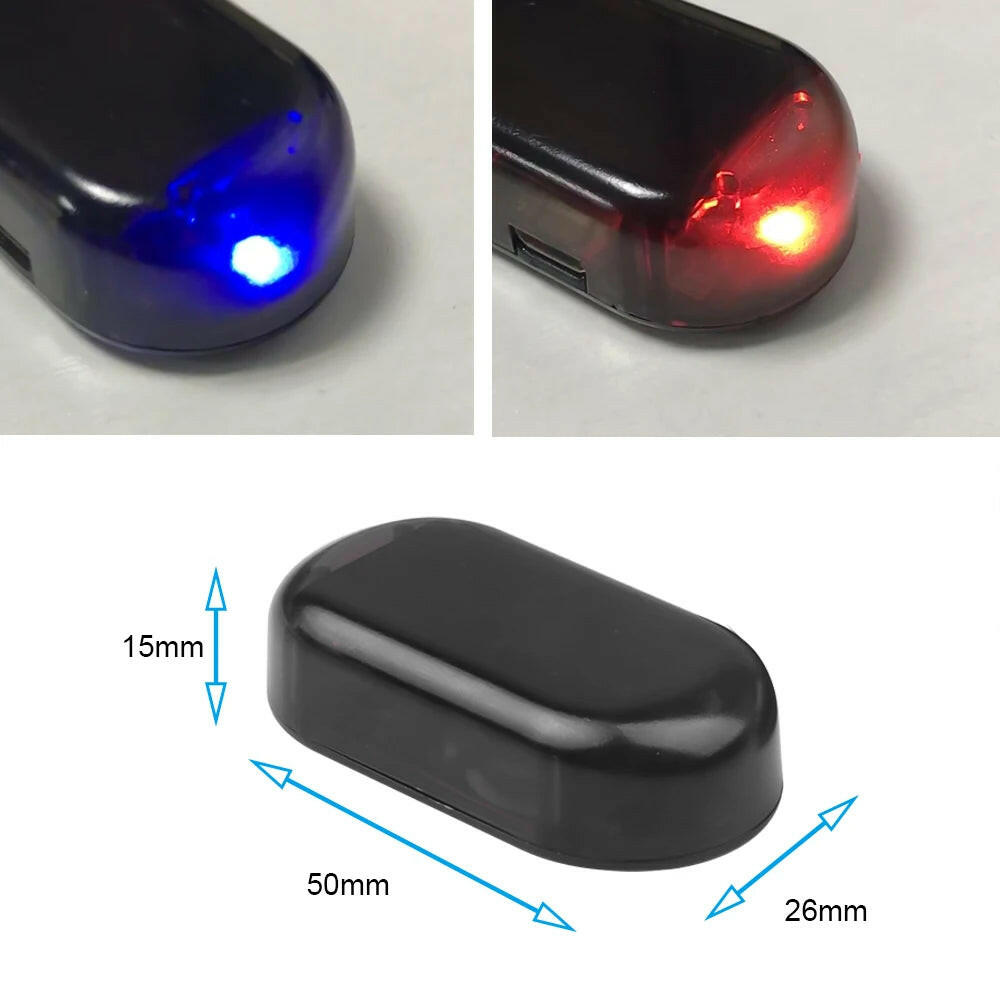 Solar-Powered USB LED Imitation Car Security Light - Wireless Anti-Theft Warning Lamp.