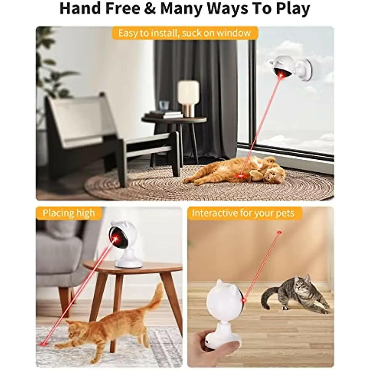 Automatic Laser Interactive Cat Toy - USB Rechargeable Multifunctional Toy for Indoor Cats and Kittens.