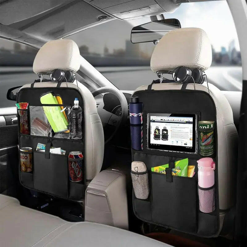 Car Backseat Organizer with Touch Screen Tablet Holder Auto Storage Pockets Cover Car Seat Back Protectors Car Accessories.