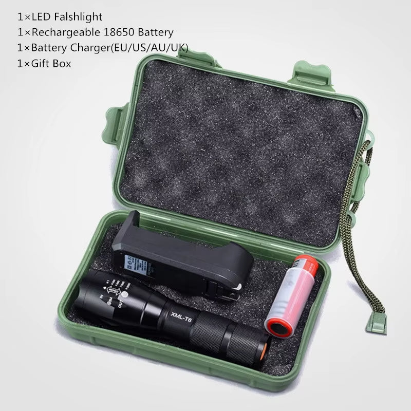 Rechargeable LED Flashlight with XML T6 Technology - Compact and Powerful Torch for Outdoor Camping (Includes 18650 Battery)
