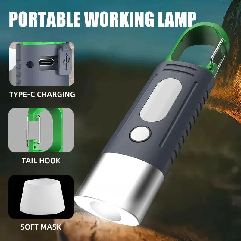 High-Power Mini LED Flashlight for Camping with Telescopic Zoom and Waterproof Design, Featuring 3 LEDs and Side Lights.