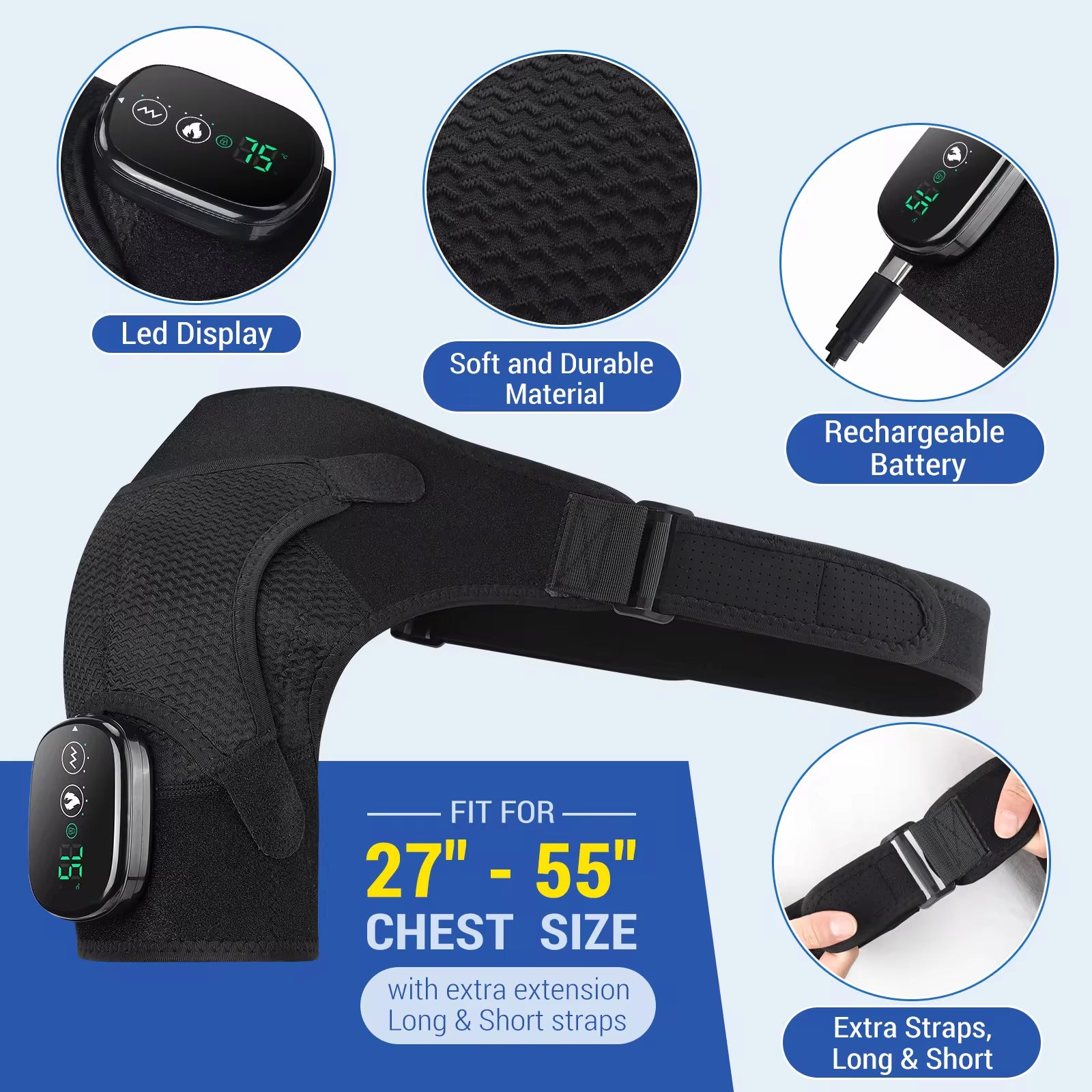 Electric Shoulder Massager with Heating and Vibration for Ultimate Relaxation and Comfort.