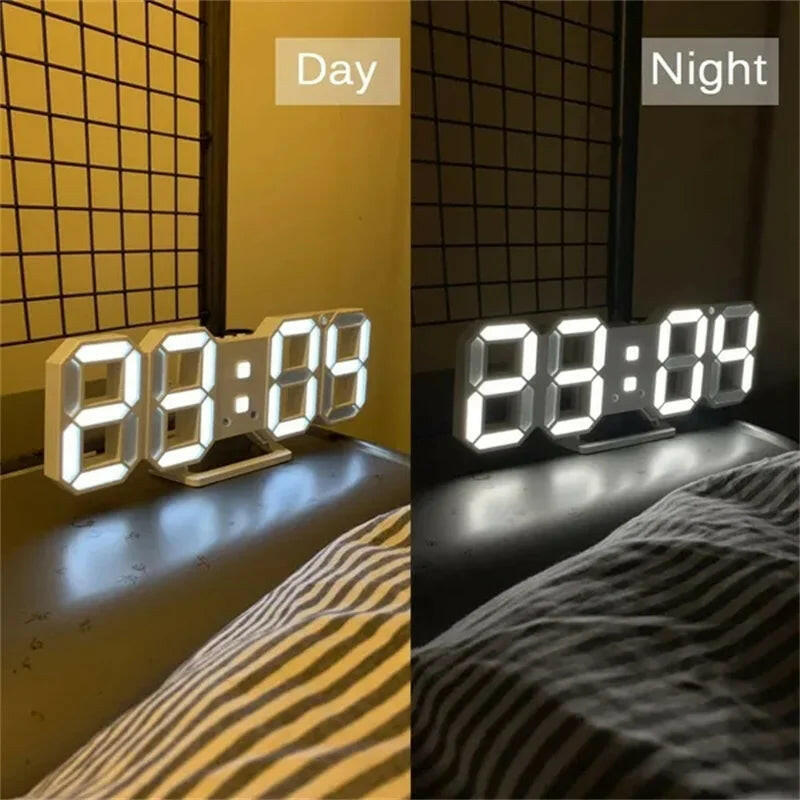 3D LED Digital Wall Clock with Date, Time, and Celsius Display - Alarm Clock and Nightlight for Home and Living Room Décor.