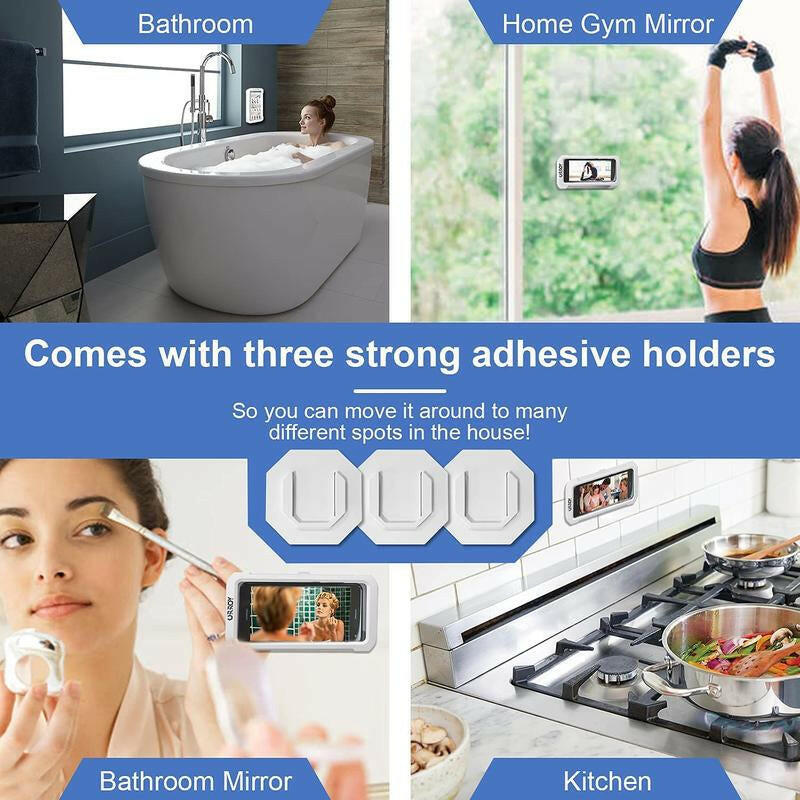 Waterproof Shower Phone Holder with 360° Rotation, Anti-Fog High Sensitivity Case for Bathroom and Kitchen, Compatible with 4" - 7" Mobile Devices.
