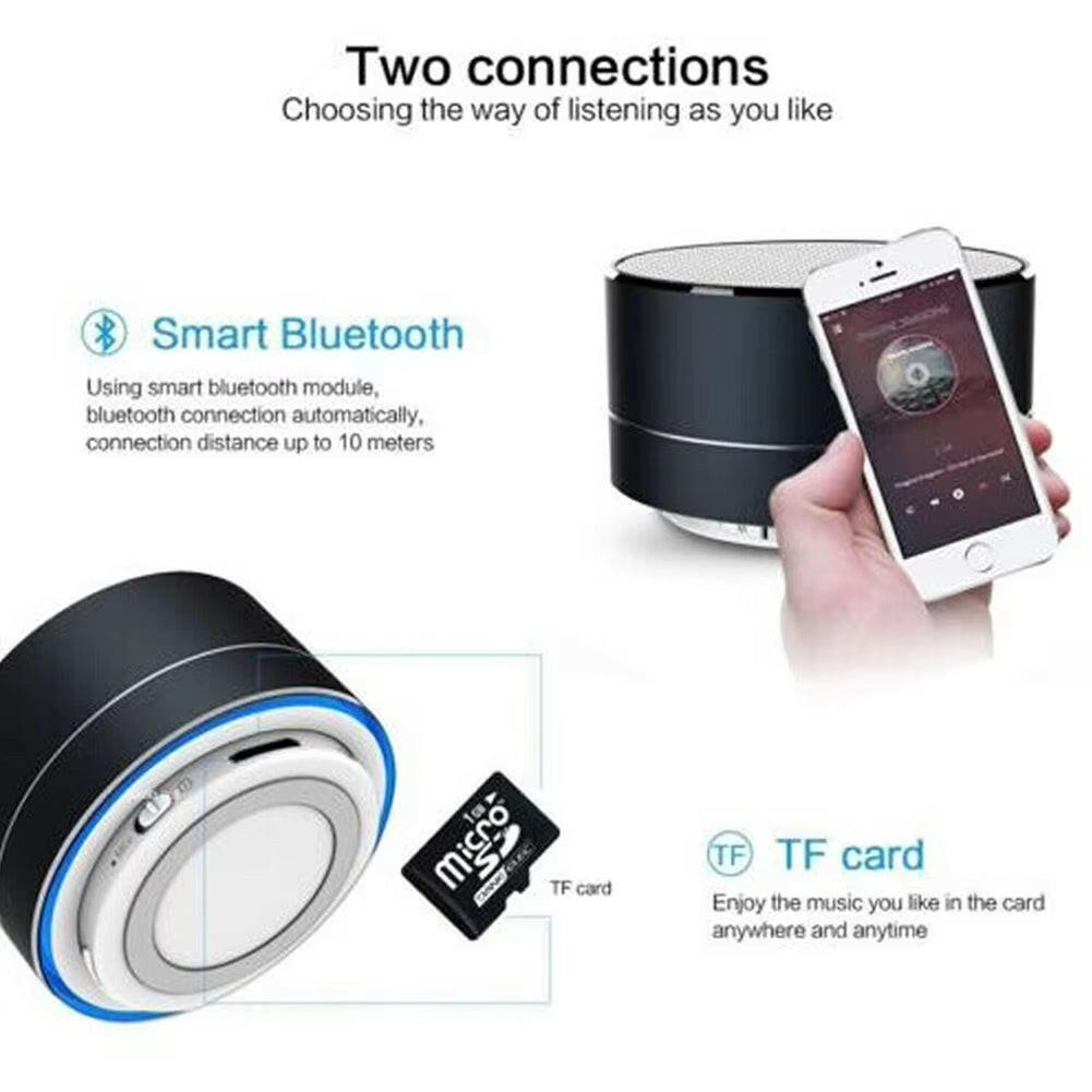 Wireless Mini Super Bass Bluetooth Music Speaker for Samsung Iphone Ipad Tablet Silver Grey.