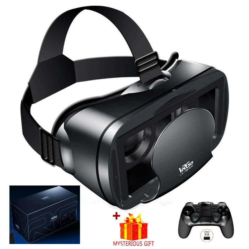 Virtual Reality 3D VR Headset Smart Glasses Helmet for Smartphones Cell Phone Mobile 7 Inches Lenses Binoculars with Controllers.