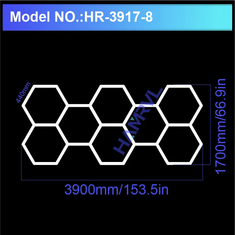 Hexagon LED Ceiling Lighting for Garage, Barbecue Shops, Barbershops, Gyms, Car Detailing Showrooms, and Workshops