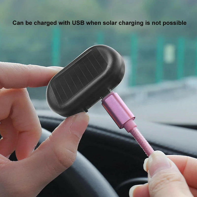 Solar-Powered USB LED Imitation Car Security Light - Wireless Anti-Theft Warning Lamp.