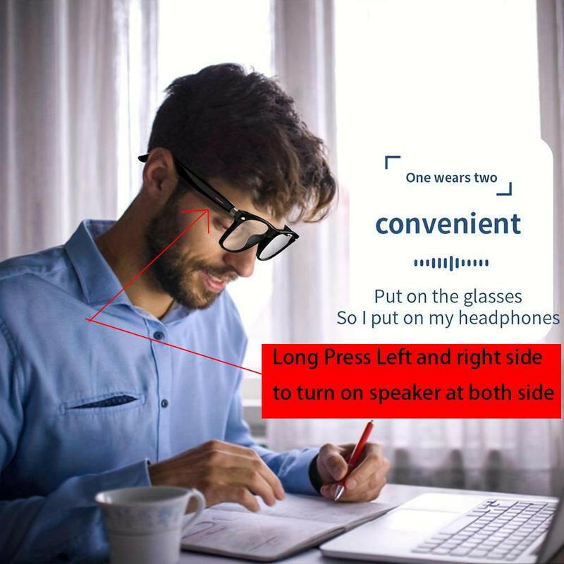 SENBONO Smart Glasses, Wireless Earphone Stereo Dual Speaker Touch Sunglasses, Outdoor Sport Calling Music Smart Bluetooth-Compatible Glasses with Accessories, Gifts for Boyfriend. Key features