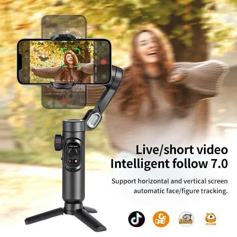 AOCHUAN Smart 3-Axis Handheld Gimbal Stabilizer for Smartphones with AI Face Tracking for TikTok and Vlogging.