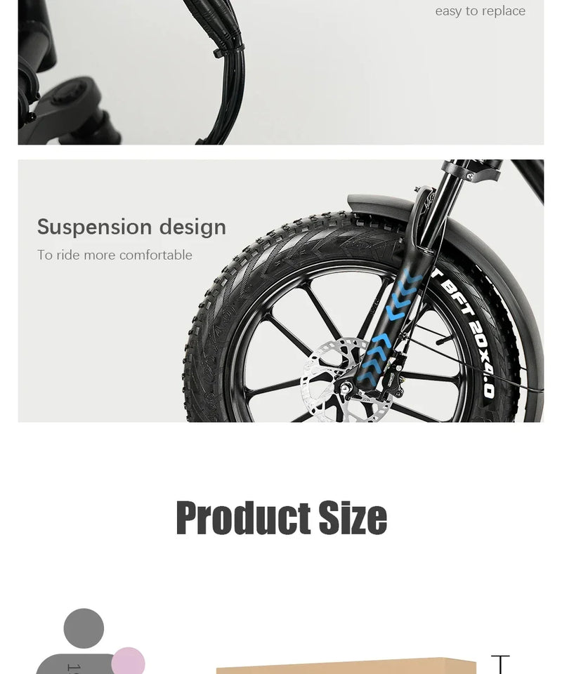 Electric bike with 500W motor and 16AH lithium battery for efficient and powerful cycling performance